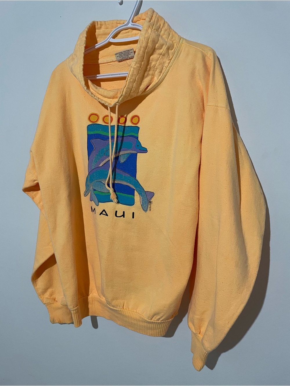 Maui Dolphin Graphic Yellow Pullover Sweatshirt
